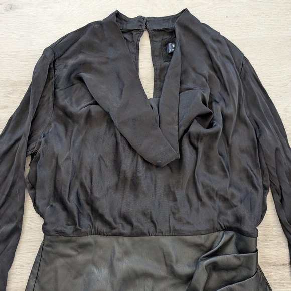 Anthropologie Maeve Plunge Faux Leather Dress Size 10 - Picture 7 of 10